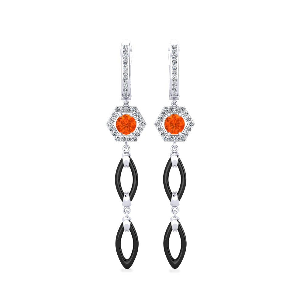 950 Platinum Fire Opal Women's Earring Elire