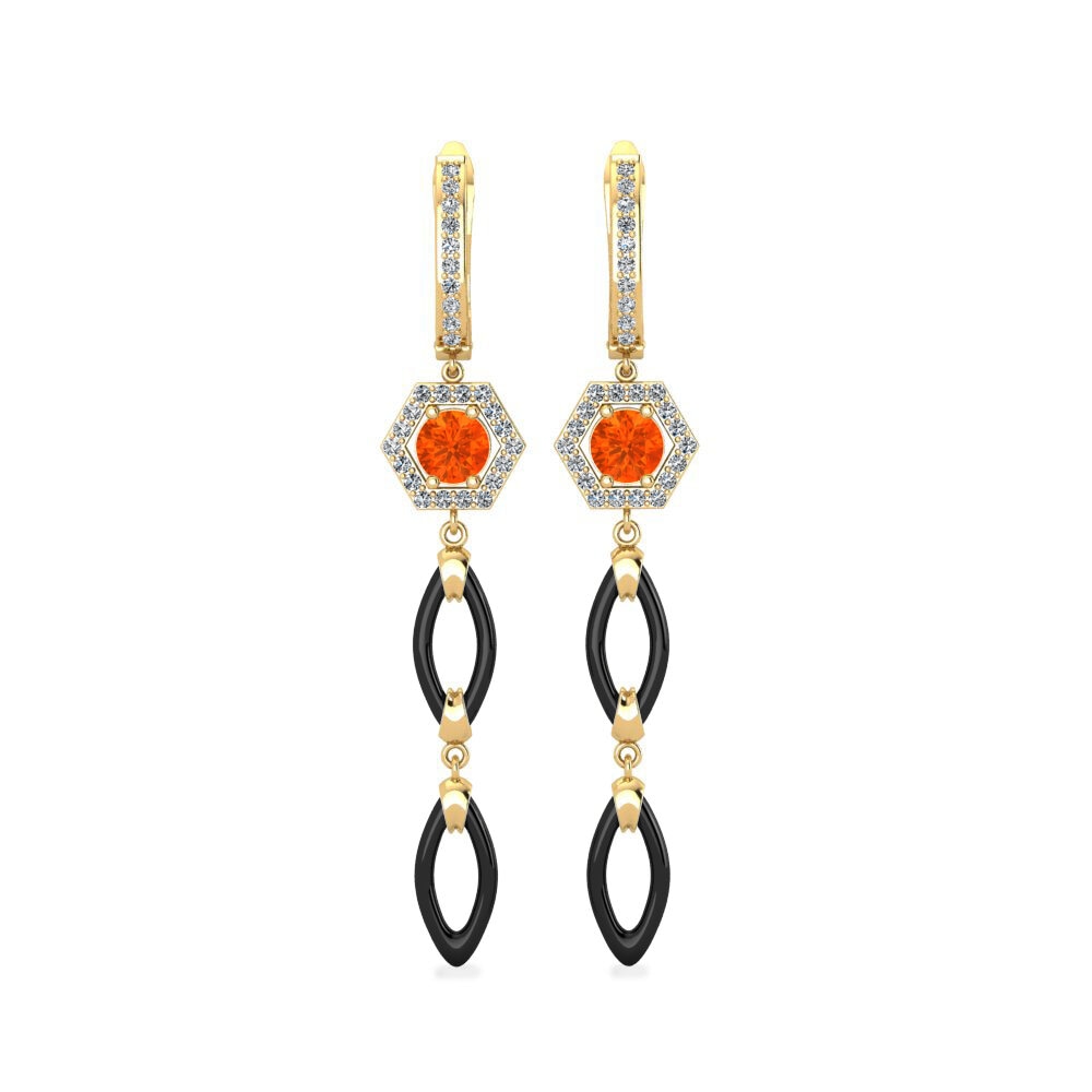 14ct Yellow Gold Fire Opal Women's Earring Elire