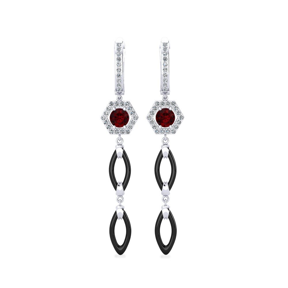 950 Platinum Garnet Women's Earring Elire