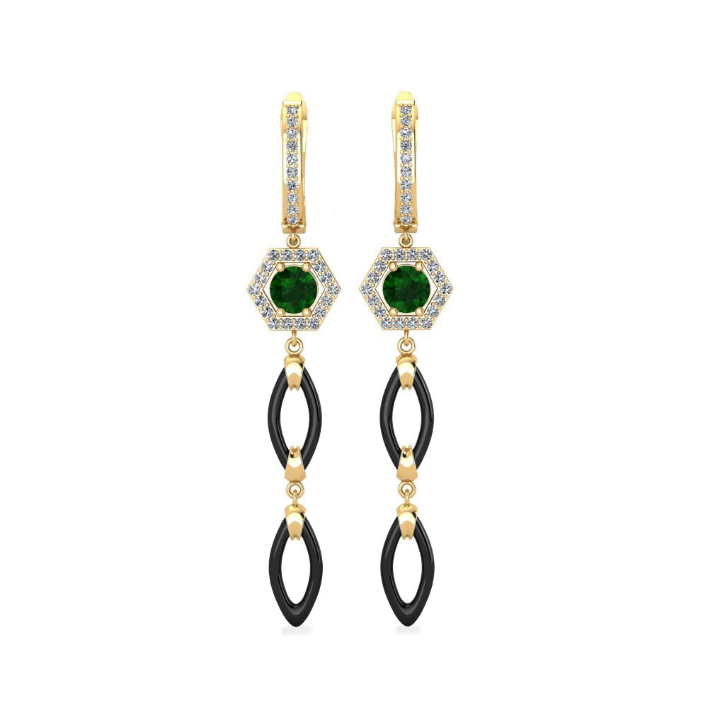 14ct Yellow Gold Green Tourmaline Women's Earring Elire