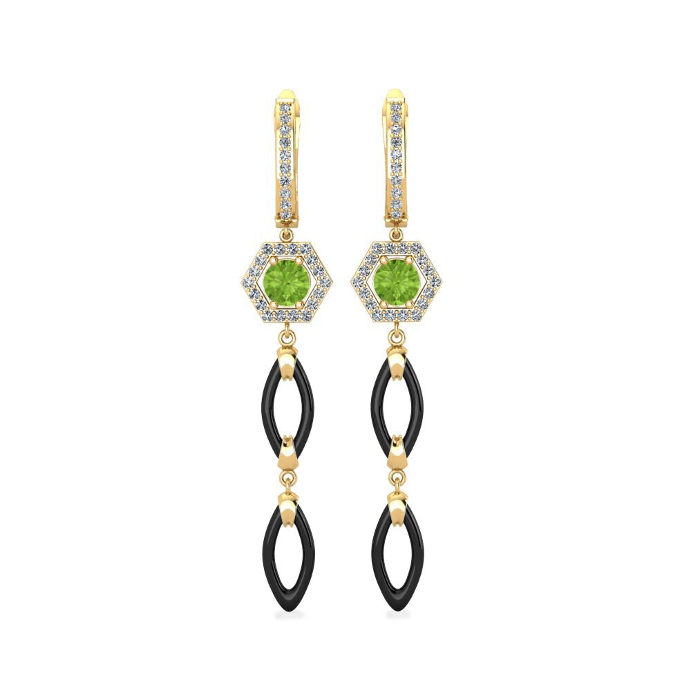 14ct Yellow Gold Peridot Women's Earring Elire