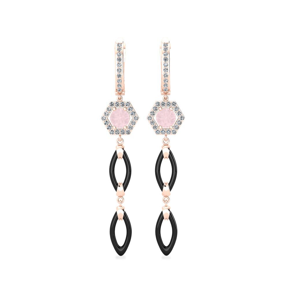 18ct Rose Gold Rose Quartz Women's Earring Elire