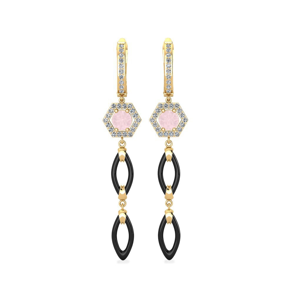 9ct Yellow Gold Rose Quartz Women's Earring Elire