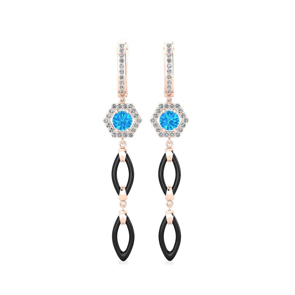 9ct Rose Gold Blue Topaz Women's Earring Elire