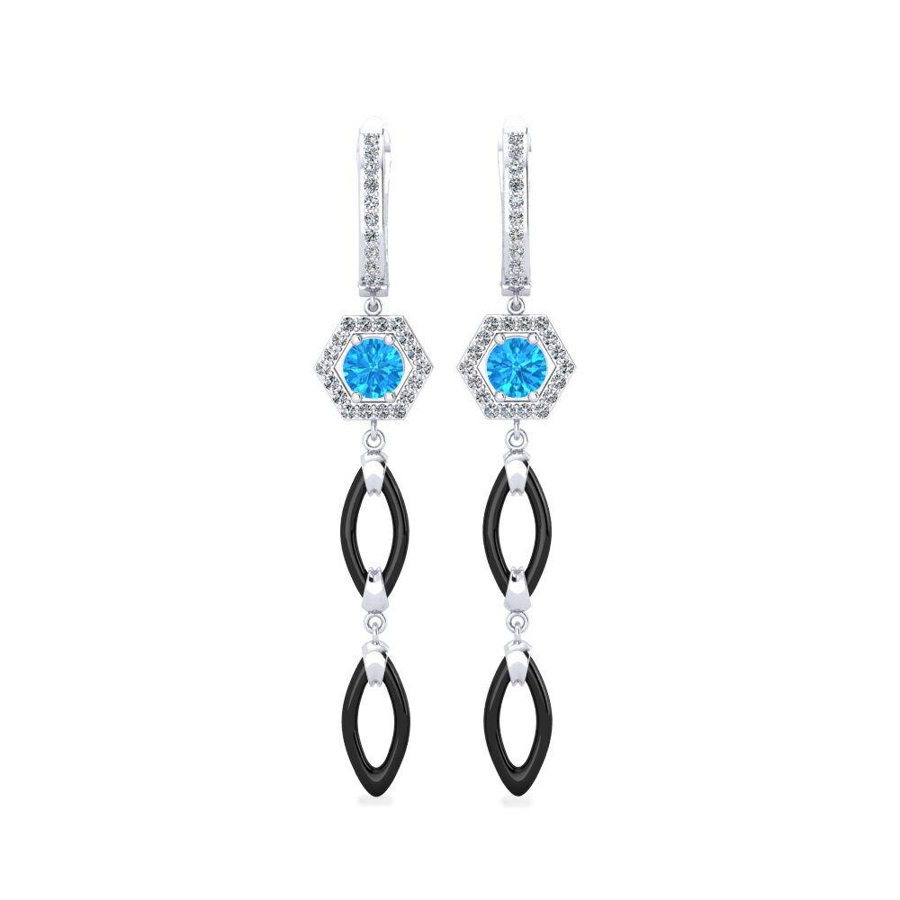 950 Platinum Blue Topaz Women's Earring Elire