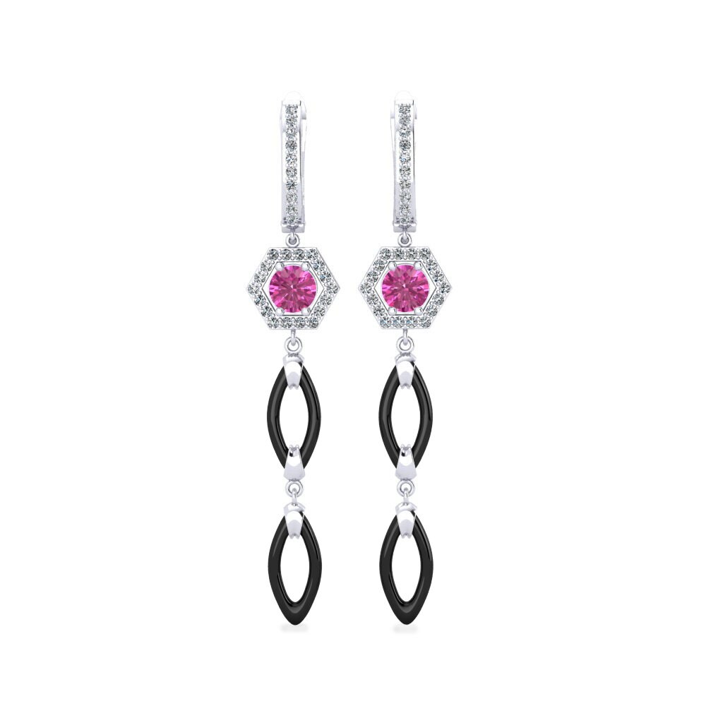 950 Platinum Pink Topaz Women's Earring Elire