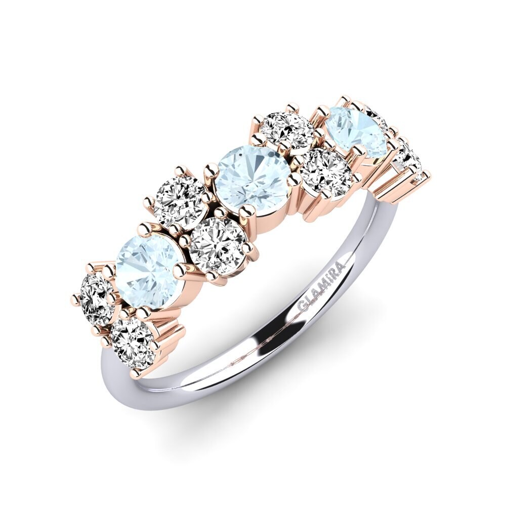 Or Blanc & Rose14k Aigue-marine Bague Elisha