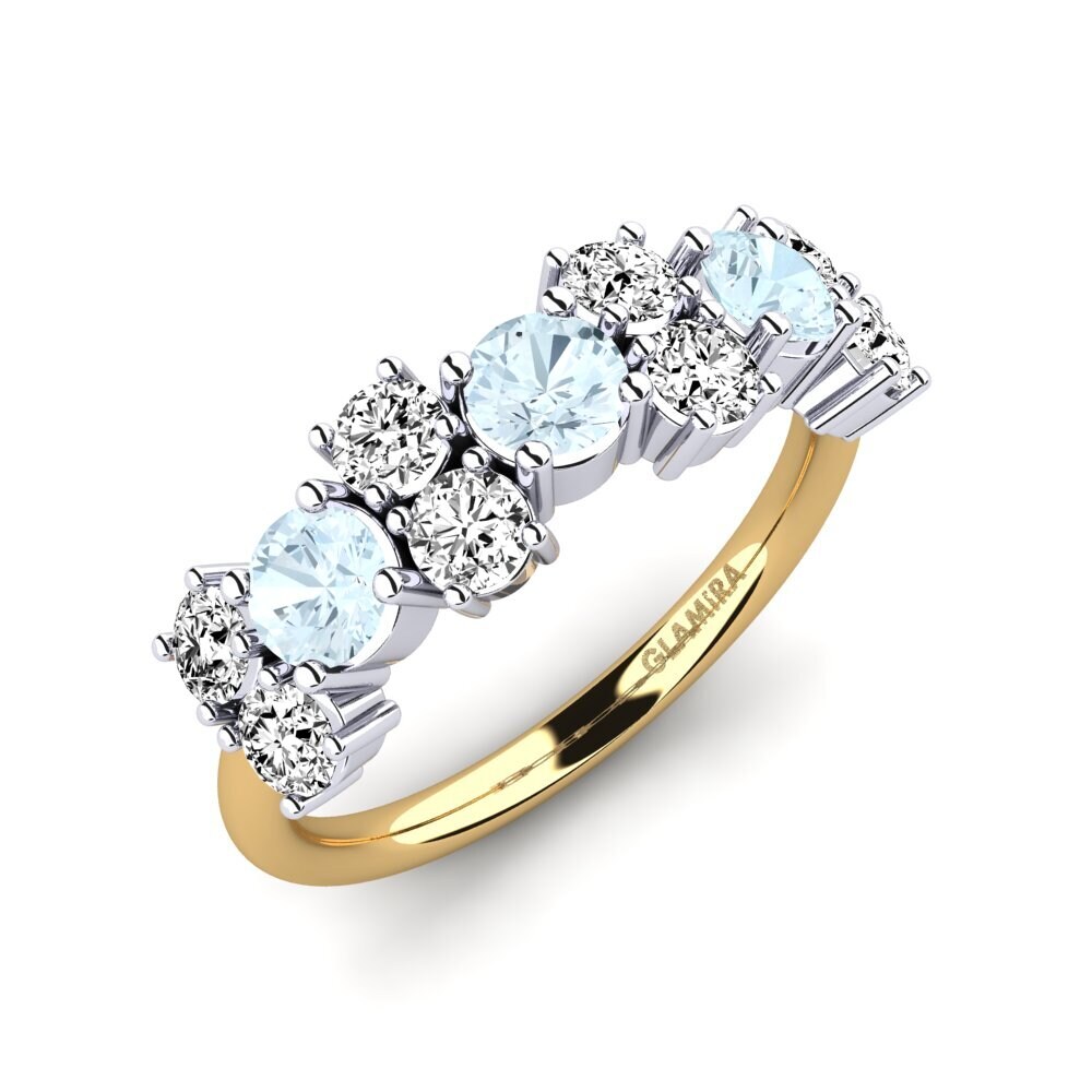 Or Jaune & Blanc 14k Aigue-marine Bague Elisha
