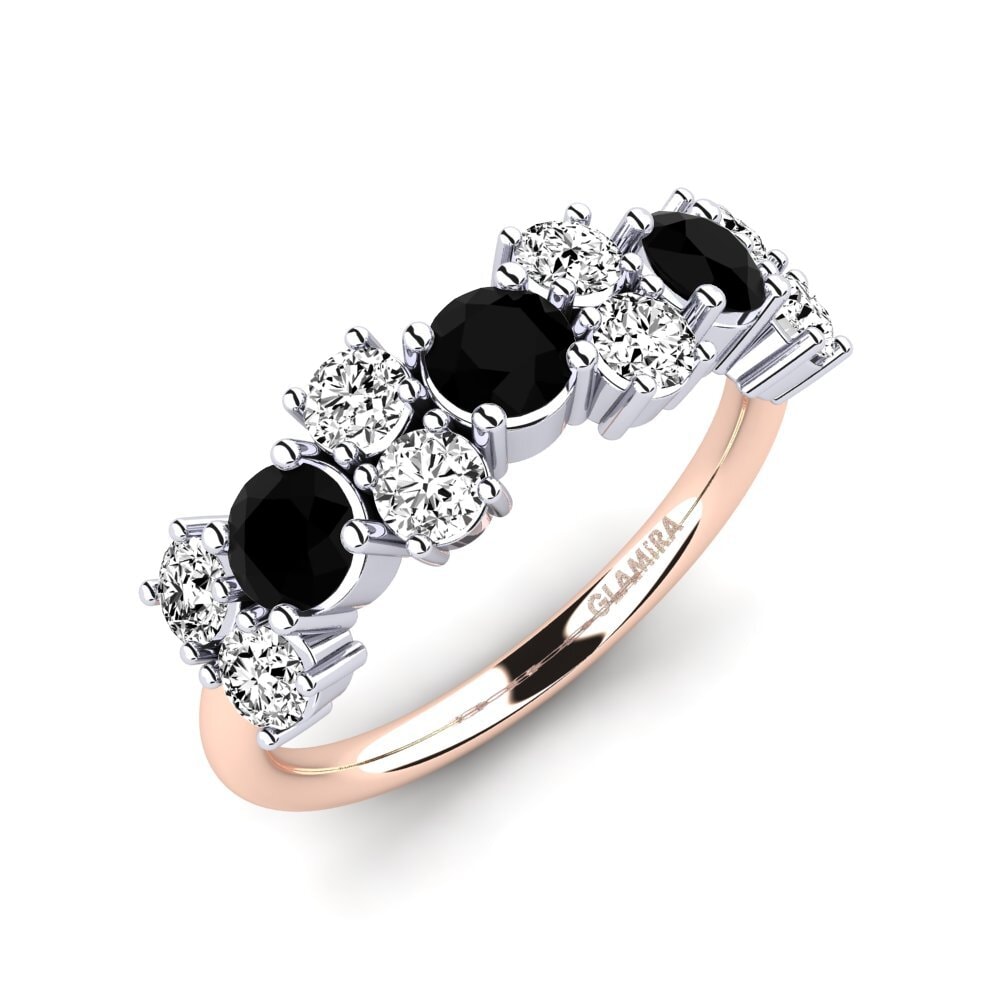 Or Rose& Blanc 14k Onyx Noir Bague Elisha
