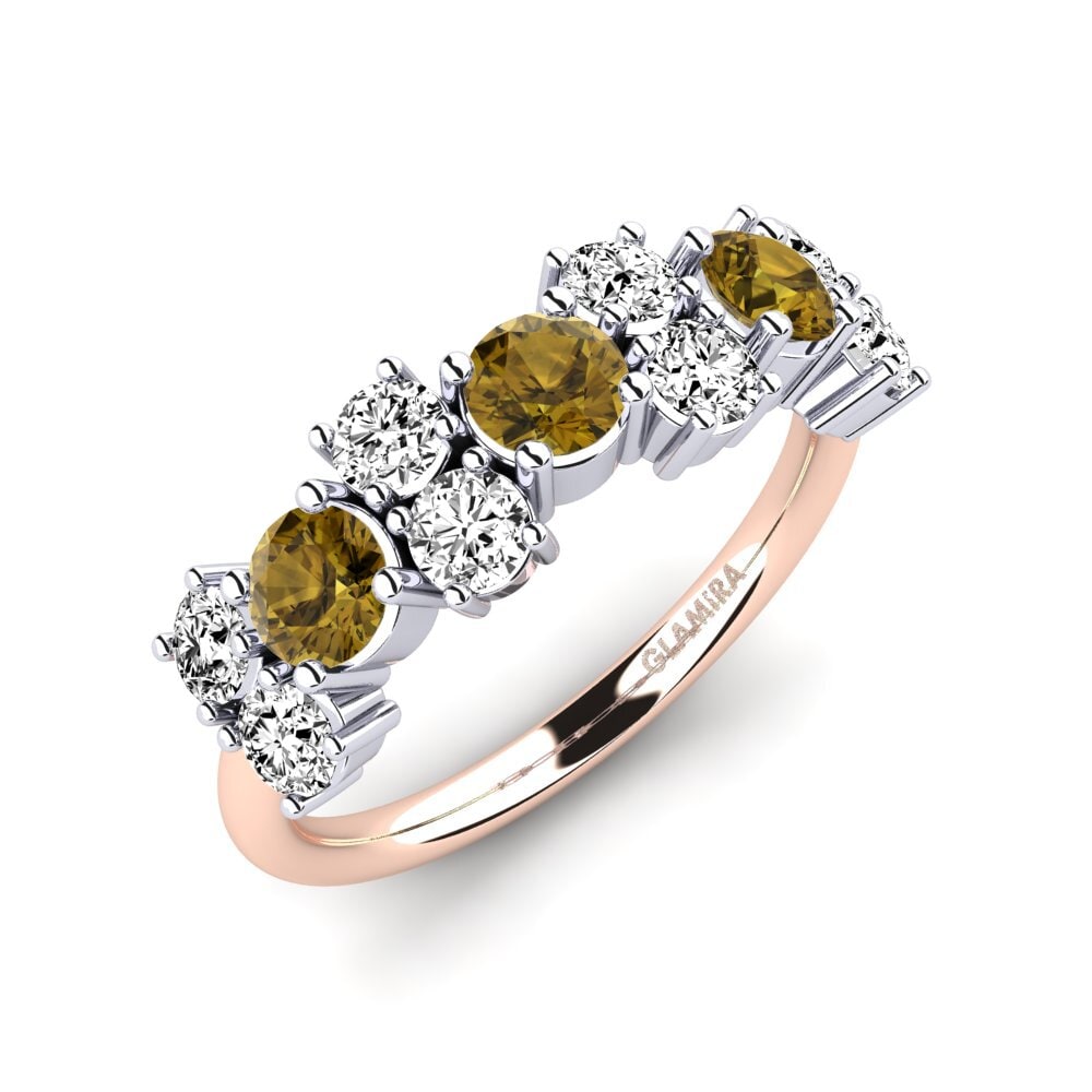 14ct Rose & White Gold Brown Zircon Ring Elisha
