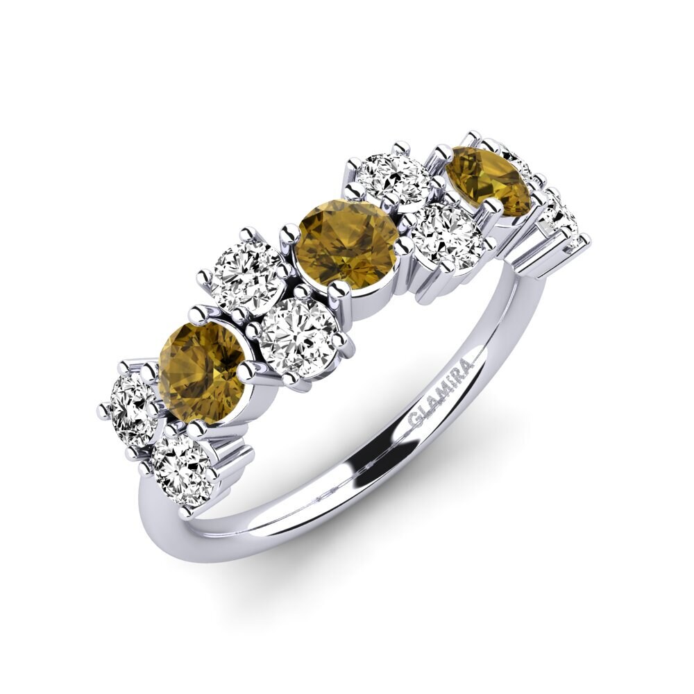 Or Blanc 14k Zircon Brun Bague Elisha