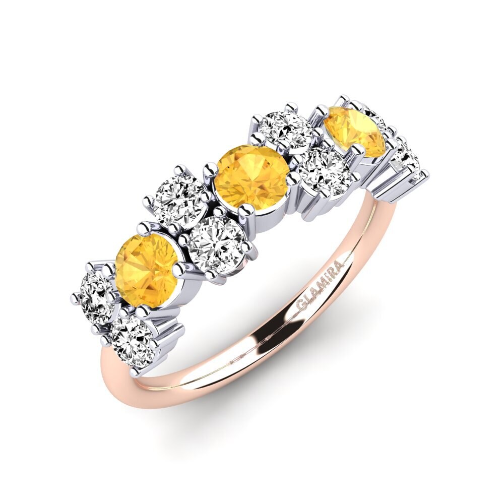 Or Rose& Blanc 14k Citrine Bague Elisha