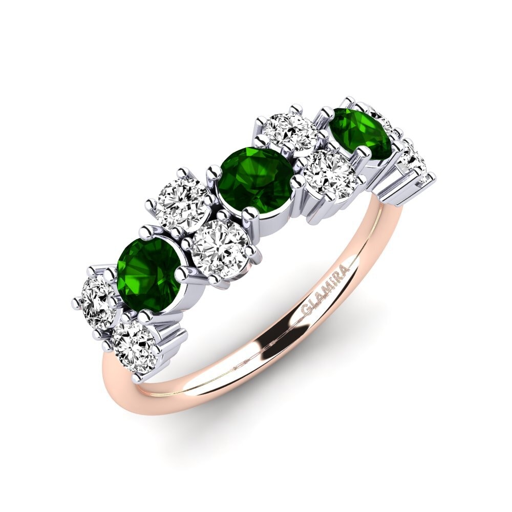 Or Rose& Blanc 14k Tourmaline Verte Bague Elisha