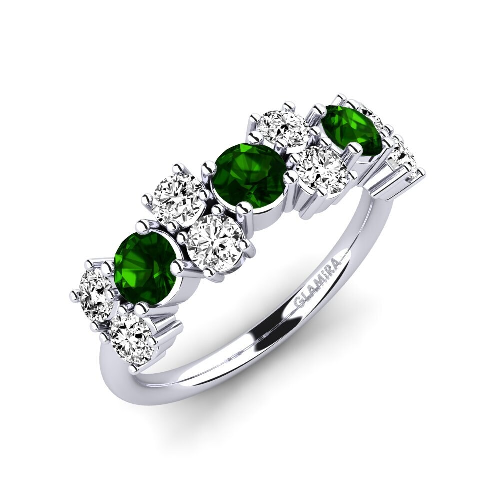 Argent Blanc Tourmaline Verte Bague Elisha