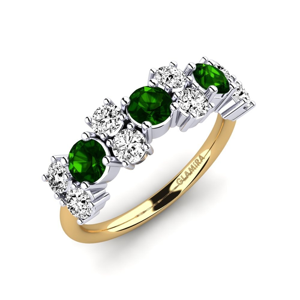 9ct Yellow & White Gold Green Tourmaline Ring Elisha