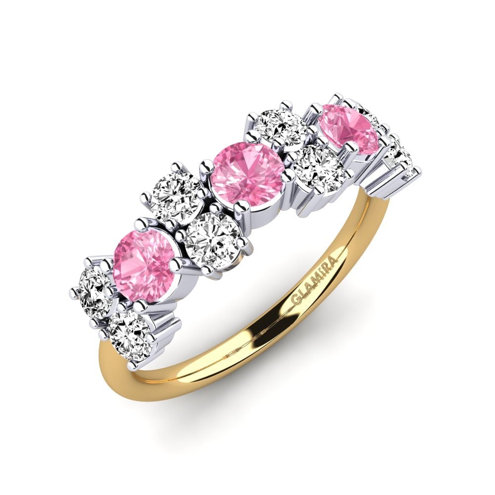 Or Jaune & Blanc 14k Saphir Rose Bague Elisha