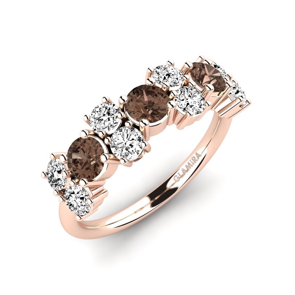 Or rose 14k Quartz Fumé Bague Elisha