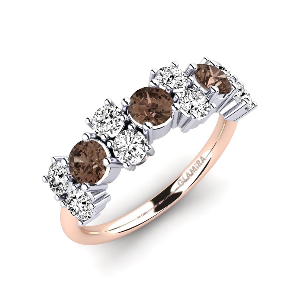 Or Rose& Blanc 14k Quartz Fumé Bague Elisha