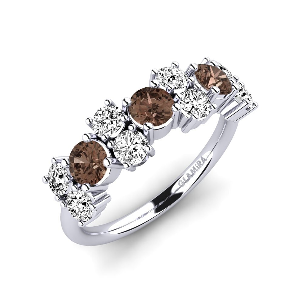 Or Blanc 14k Quartz Fumé Bague Elisha