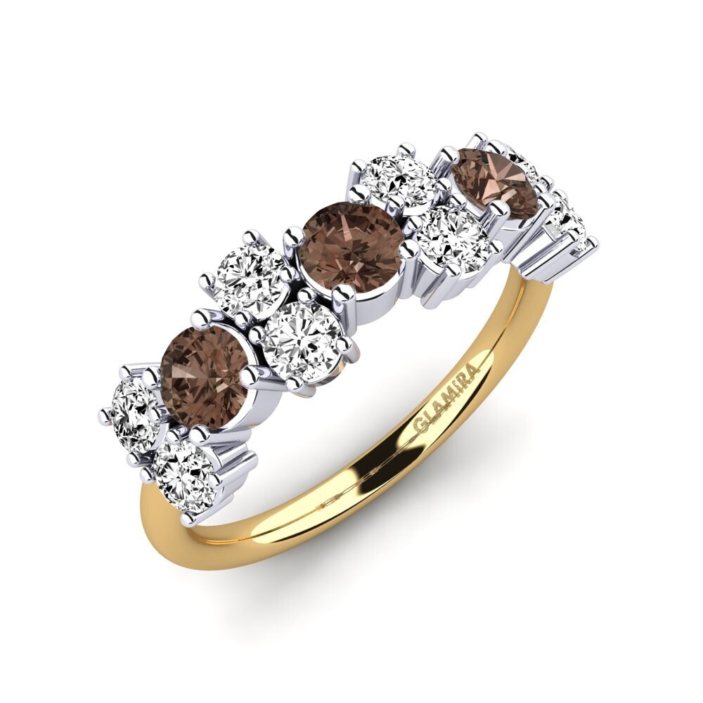 9ct Yellow & White Gold Smoky Quartz Ring Elisha