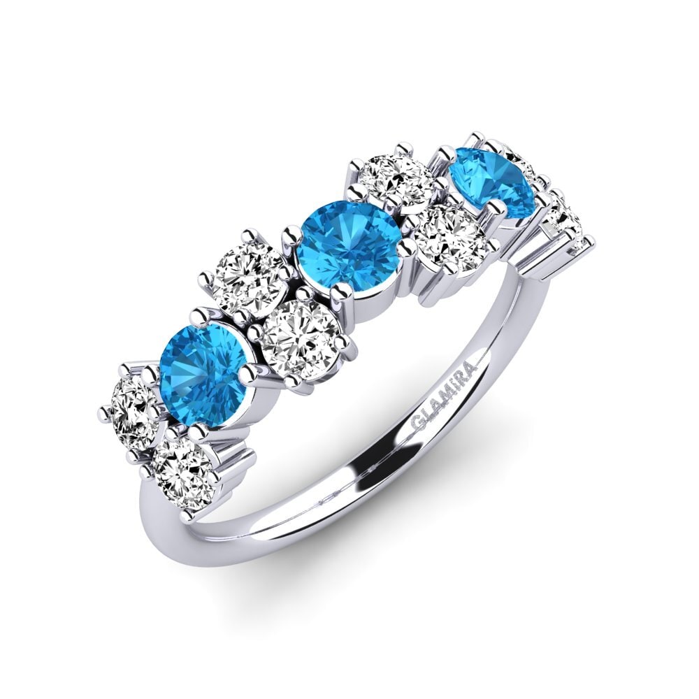 Palladium 950 Topaze Bleue Bague Elisha
