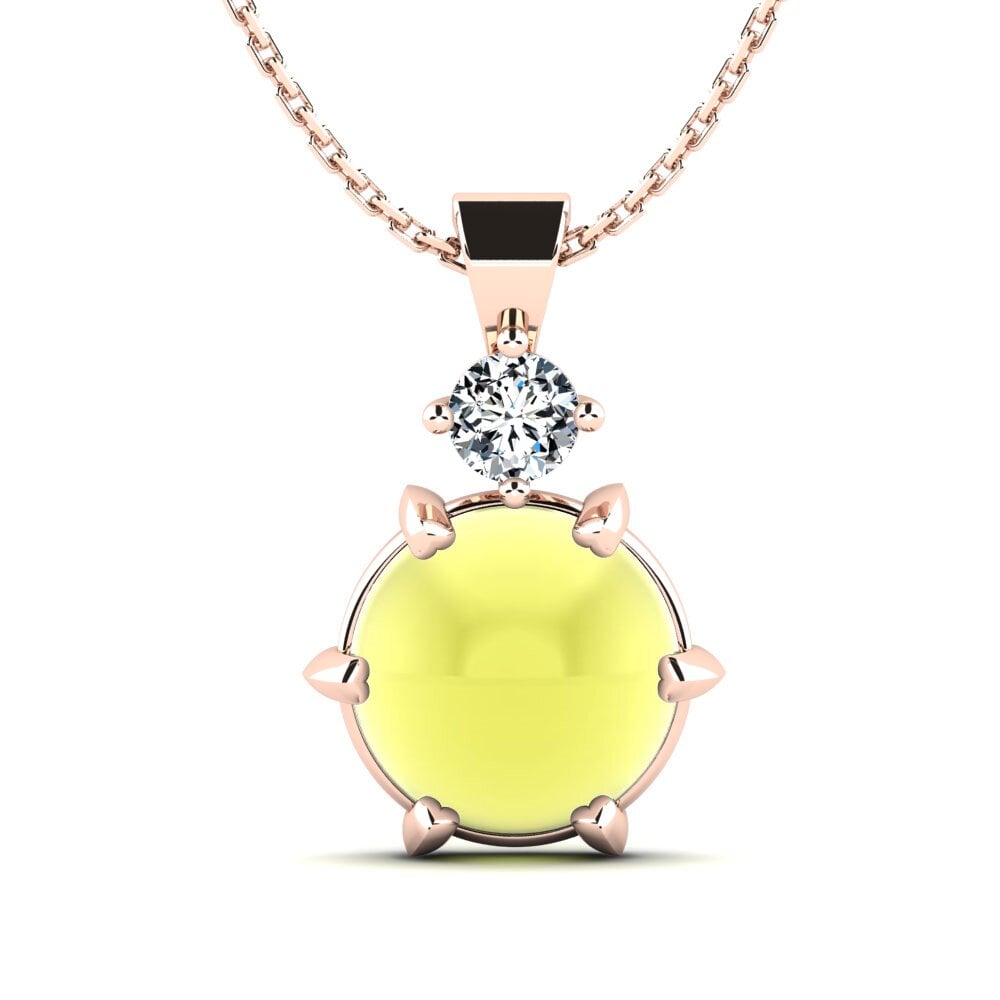 14k Oro Rosa Topacio Limón Cabujón Colgante de Mujer Elisho