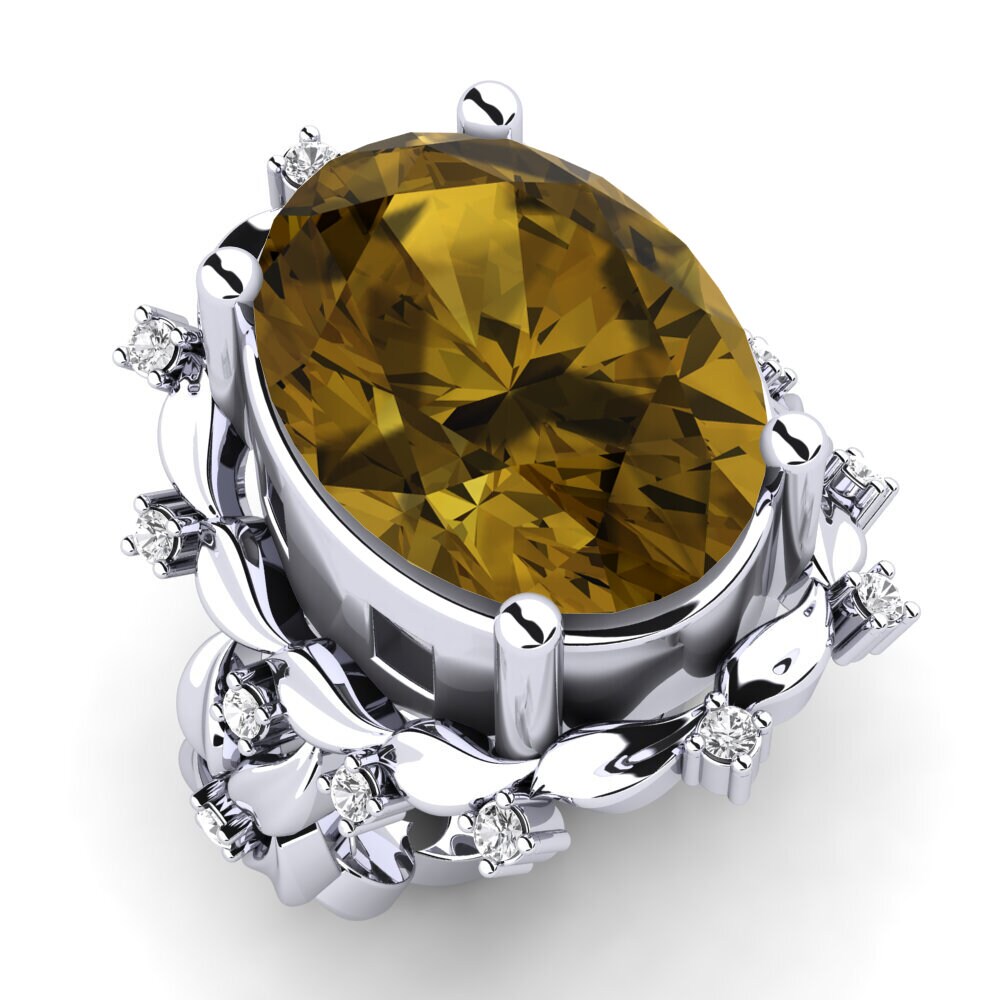 14k White Gold Brown Zircon Ring Ellan