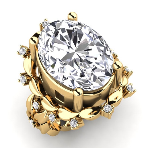 Ring Ellan 585 Yellow Gold & Diamond & White Sapphire