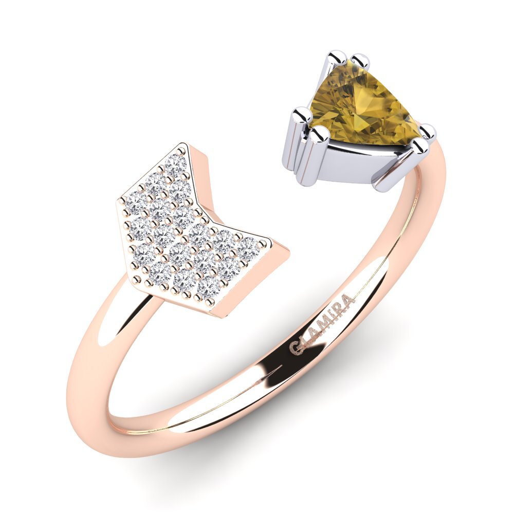 14ct Rose & White Gold Brown Zircon Ring Ellger