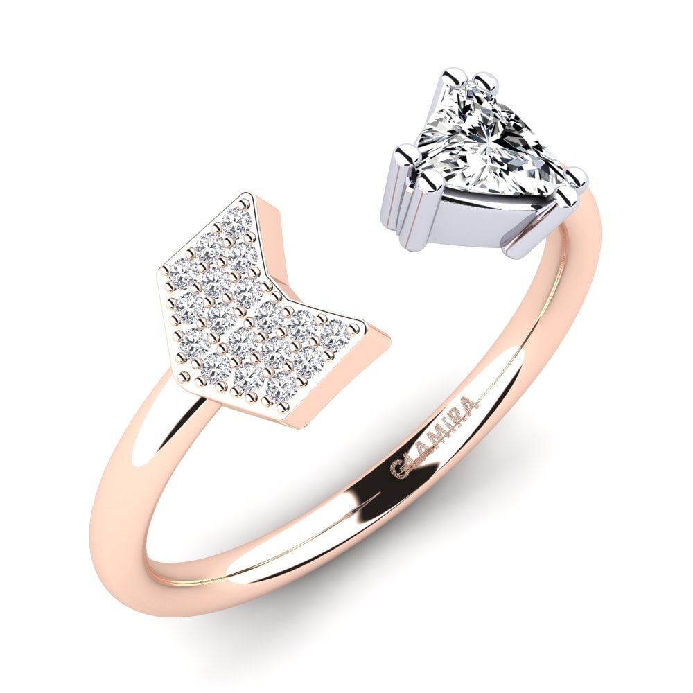 Oro Rosso & Bianco 585 Zircone Anello Ellger