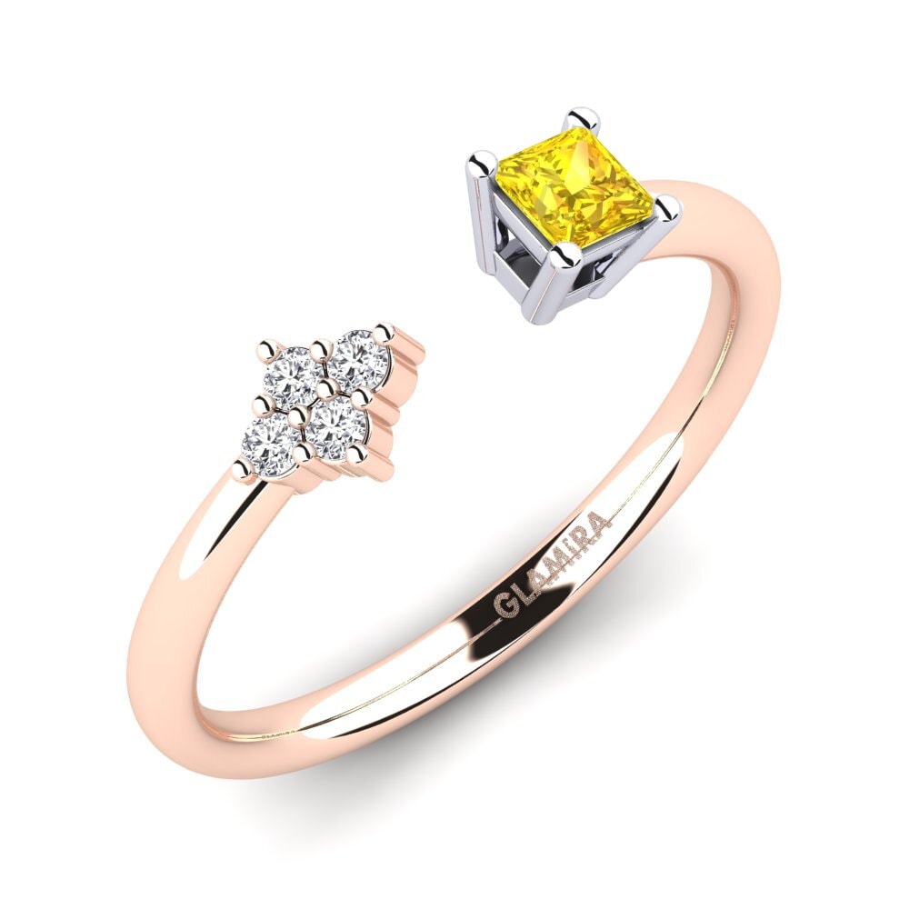 14k Oro Rosa & Blanco Zafiro amarillo Anillo Elliana