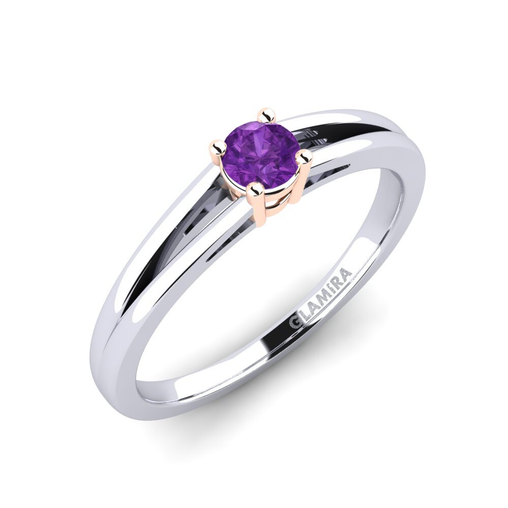 14ct White / Rose Gold Amethyst Engagement Ring Ellie
