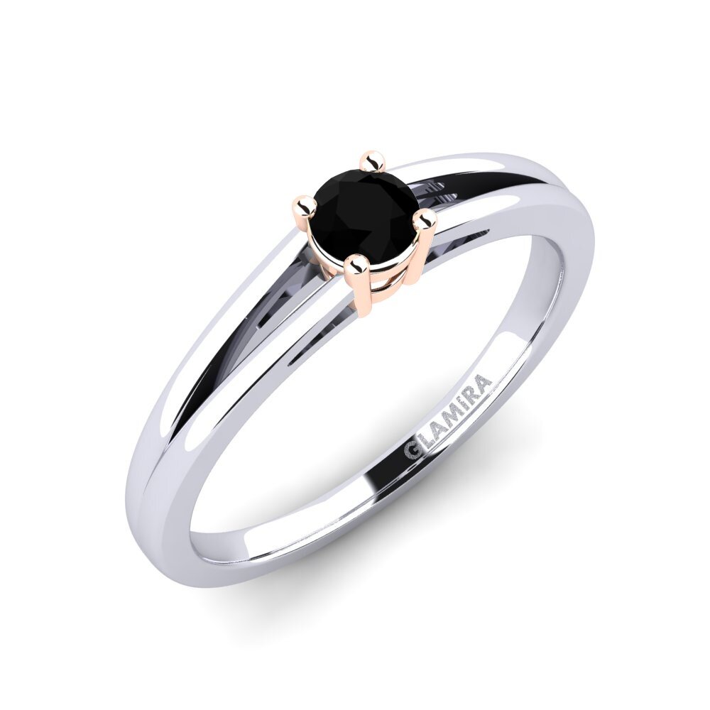 14ct White / Rose Gold Black Onyx Engagement Ring Ellie