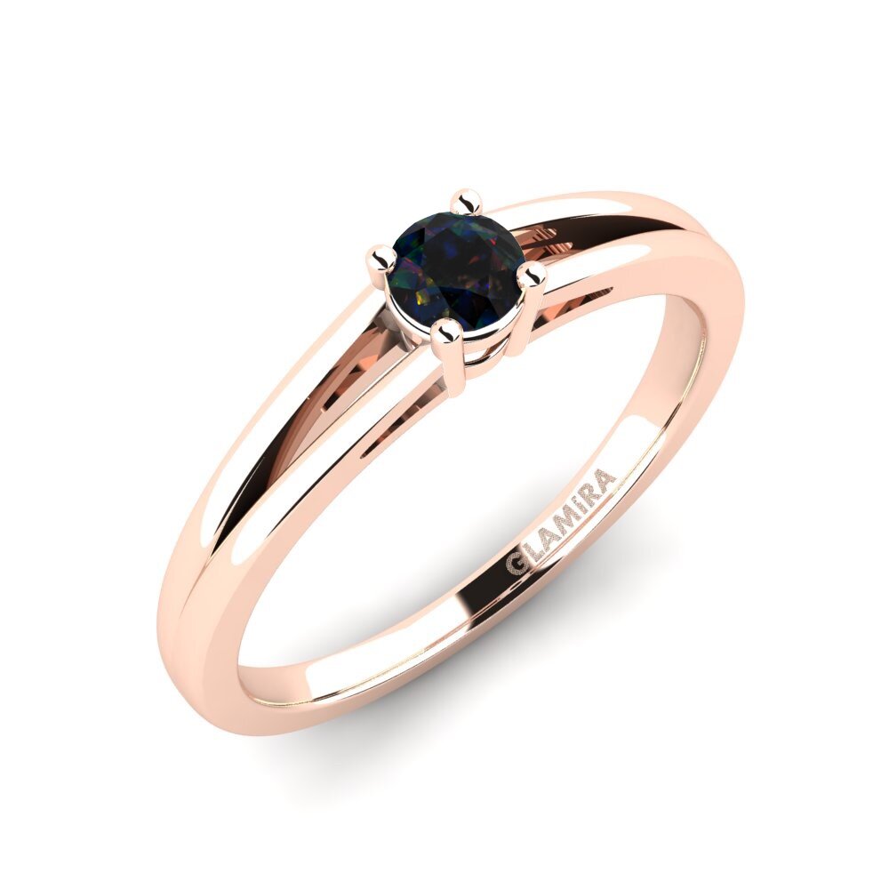 18k Oro Rosa Opalo Negro Anillo de compromiso Ellie