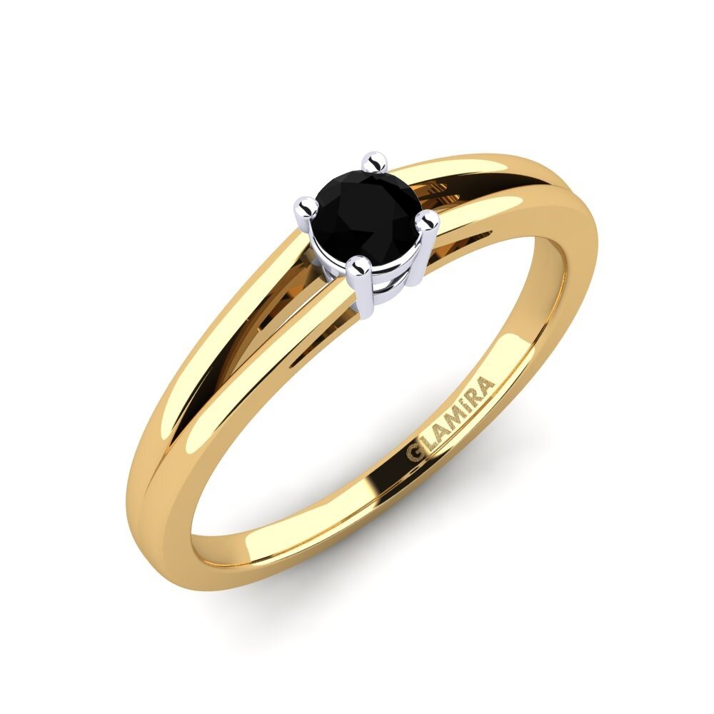14ct Yellow / White Gold Black Diamond Engagement Ring Ellie