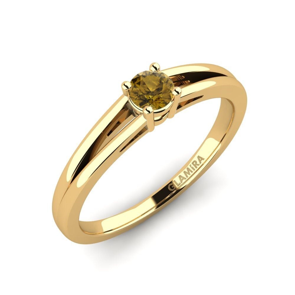 14K Yellow Gold Brown Zircon Engagement Ring Ellie