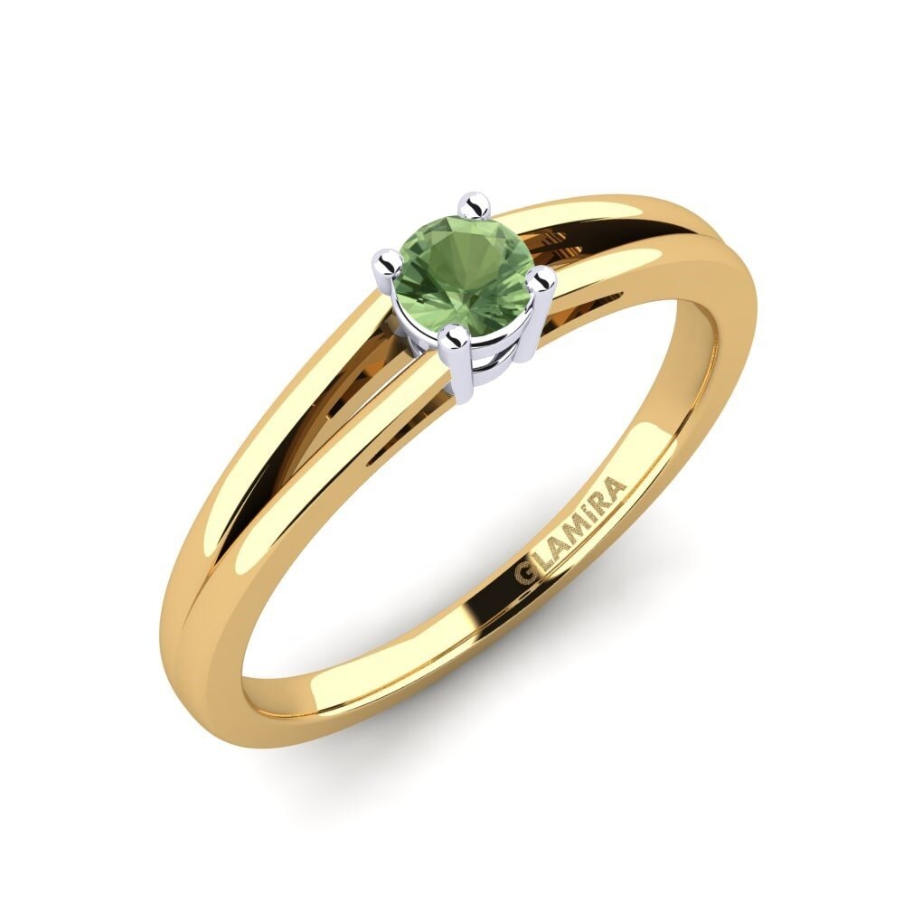 14ct Yellow / White Gold Green Sapphire Engagement Ring Ellie