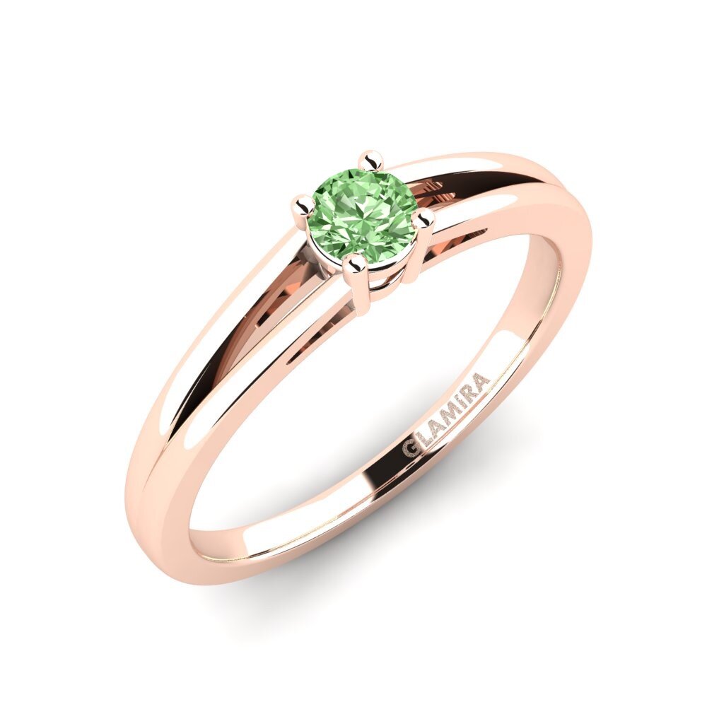 14ct Rose Gold Green Diamond Engagement Ring Ellie
