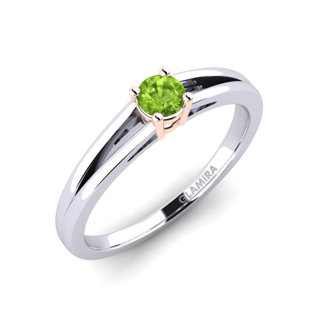 14ct White / Rose Gold Peridot Engagement Ring Ellie