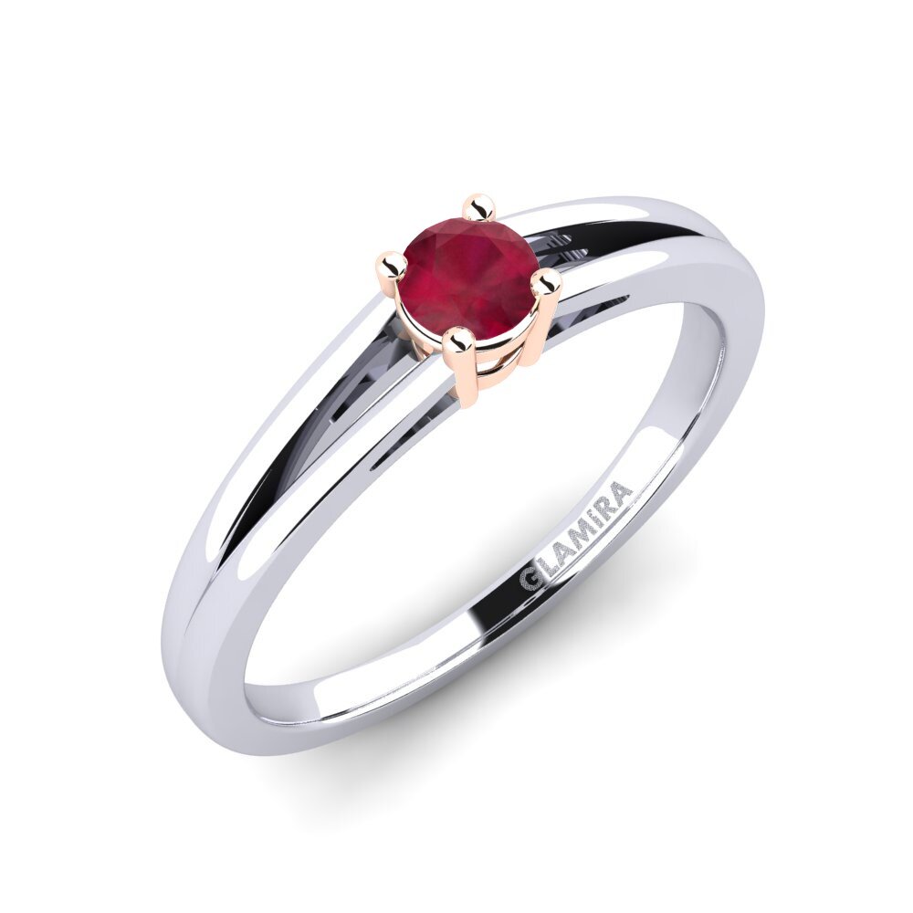 18ct White & Rose Gold Ruby Engagement Ring Ellie