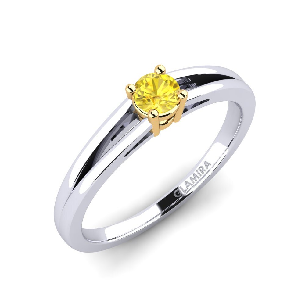 14ct White / Yellow Gold Yellow Sapphire Engagement Ring Ellie