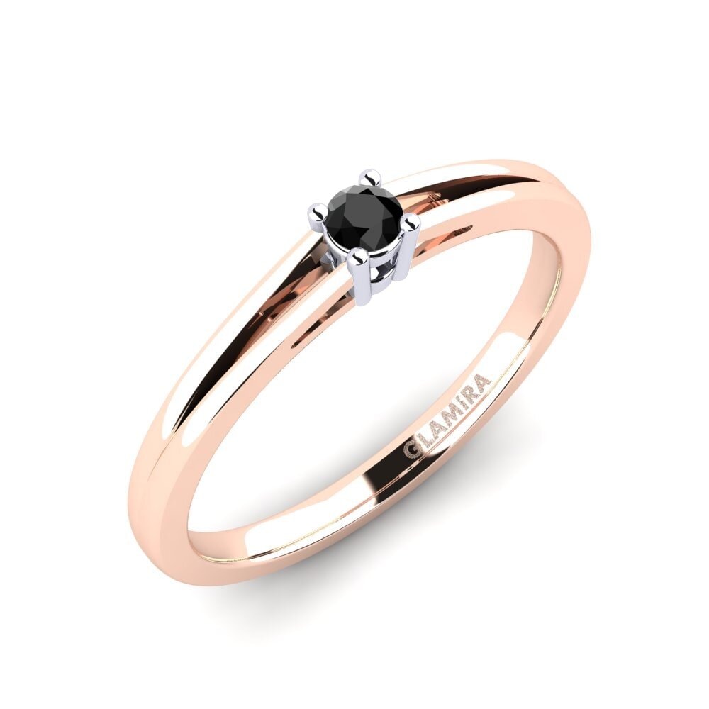14ct Rose / White Gold Black Onyx Engagement Ring Ellie 0.07 crt