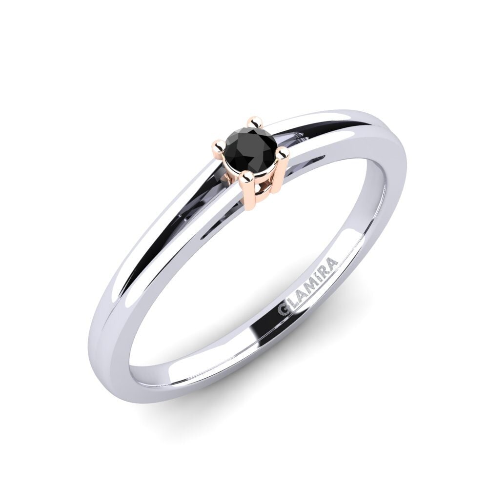 14ct White / Rose Gold Black Onyx Engagement Ring Ellie 0.07 crt