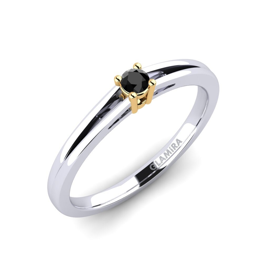 14ct White / Yellow Gold Black Sapphire Engagement Ring Ellie 0.07 crt