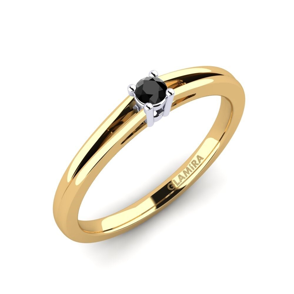 14ct Yellow / White Gold Black Sapphire Engagement Ring Ellie 0.07 crt