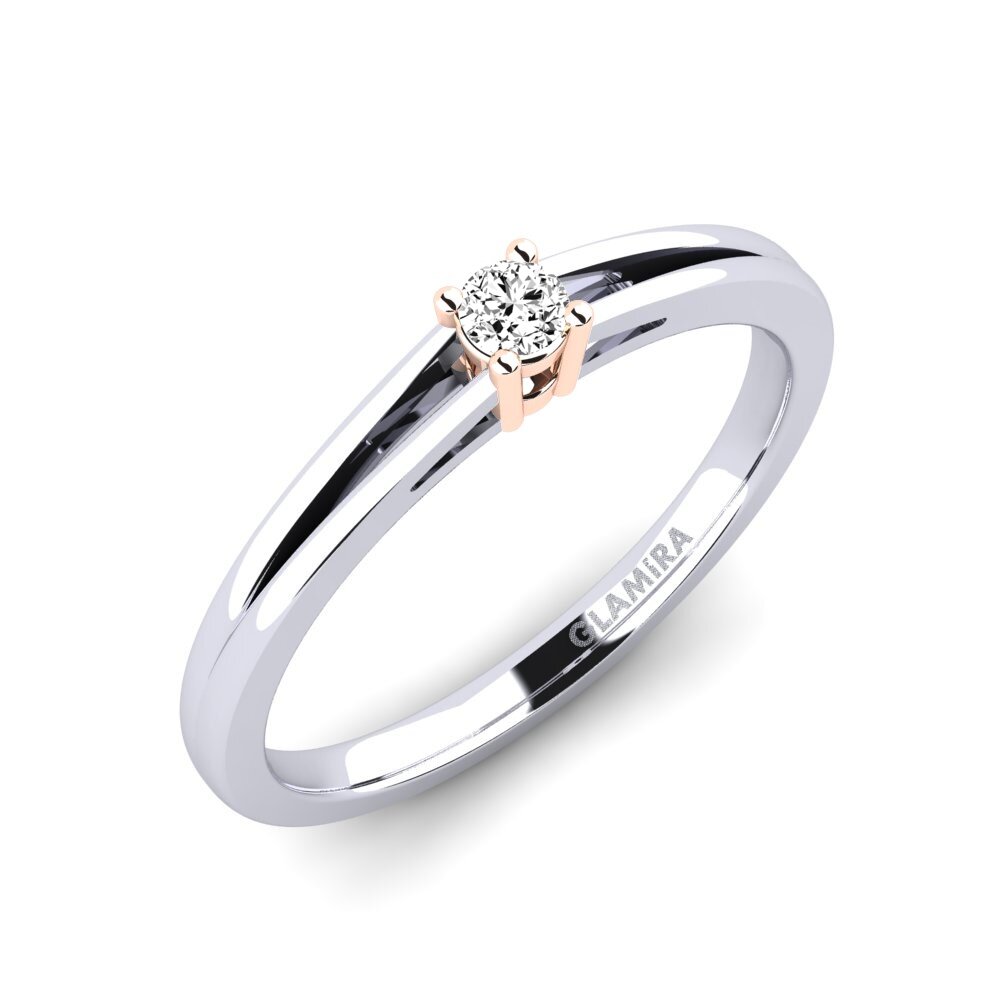 9ct White / Rose Gold Moissanite Engagement Ring Ellie 0.07 crt