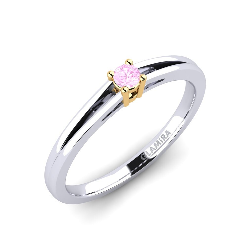 14ct White / Yellow Gold Pink Sapphire Engagement Ring Ellie 0.07 crt