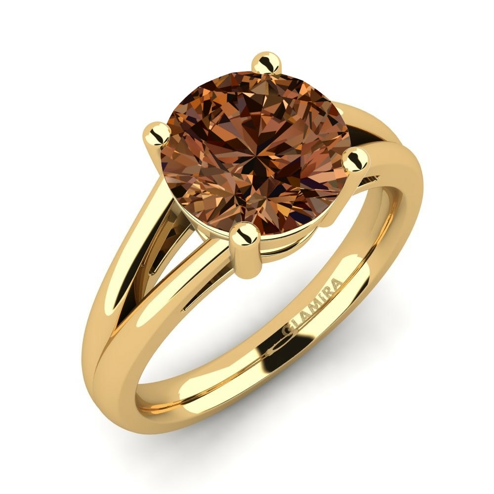 3 重量（克拉） 褐色鑽石 訂婚戒指 Ellie 3.0crt