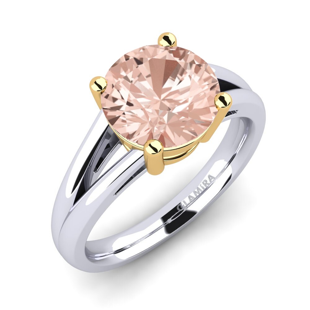 14ct White / Yellow Gold Morganite Engagement Ring Ellie 3.0 crt