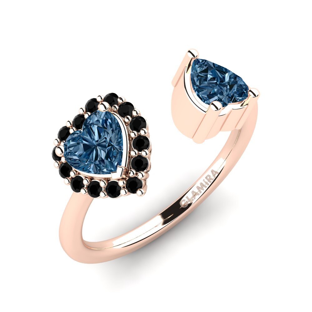 Rotgold 750 Blauer Diamant Damenring Ellish